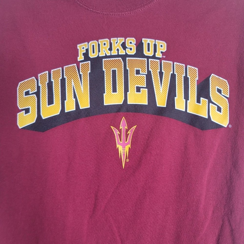 Forks Up Sun Devils Size Med T-Shirt Cotton